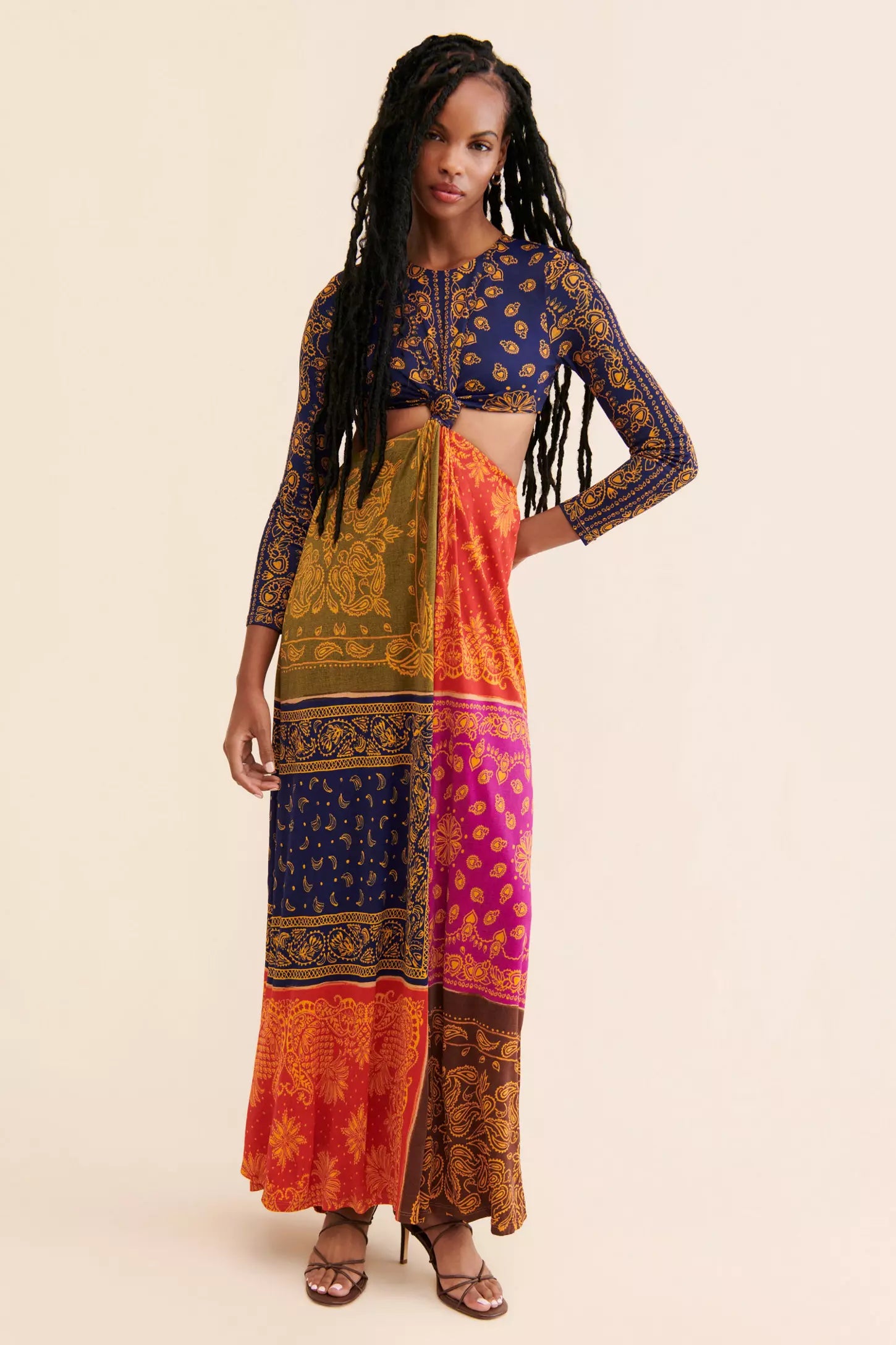 Farm Rio Bandana Dream Cut-Out Maxi Dress (L)
