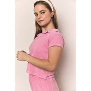 Blank Lab - Cotton Jersey Collar Tee | Pink