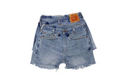 Sun's Out - Mid-Rise Upcycled Denim Straight-Cut Shorts