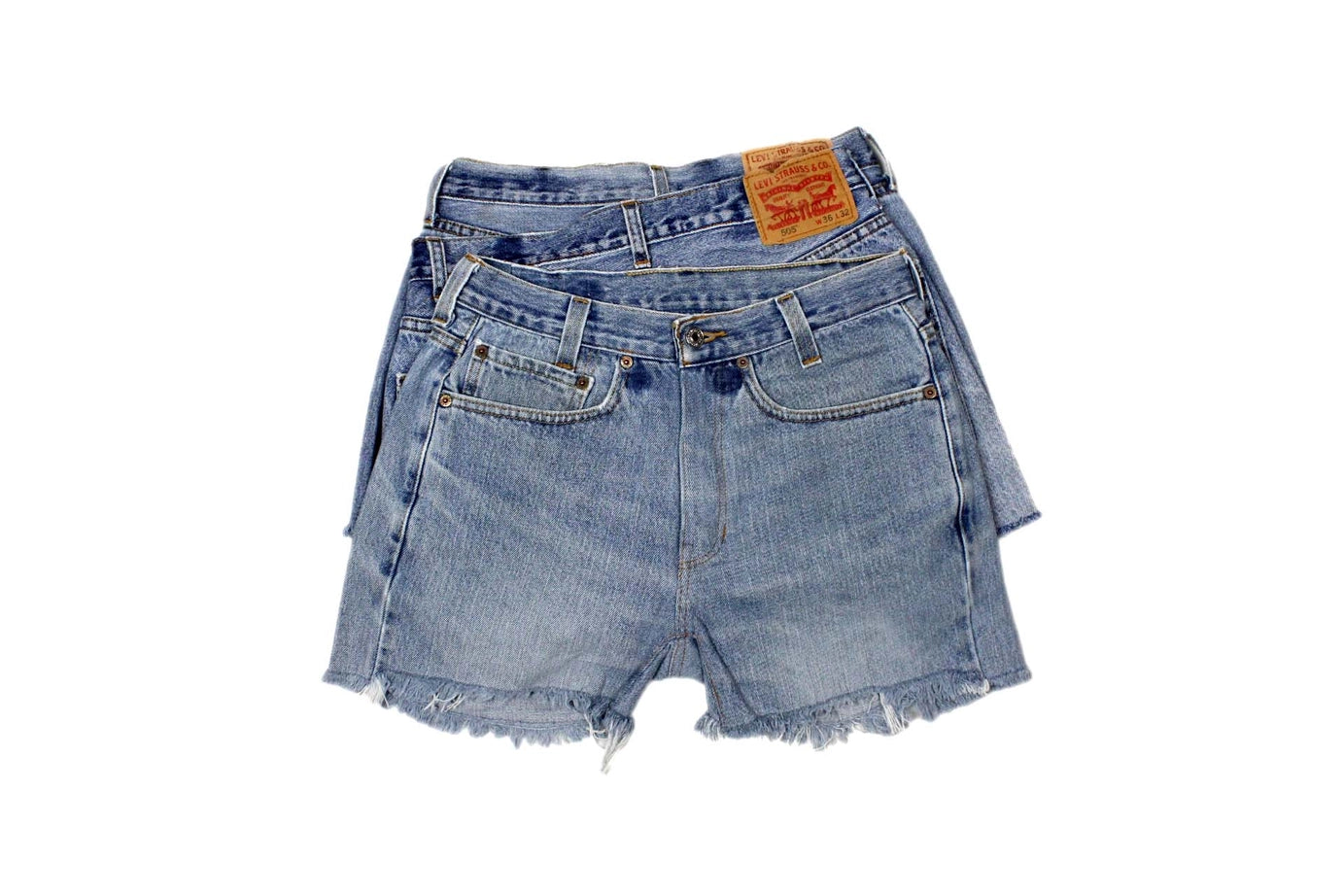 Sun's Out - Mid-Rise Upcycled Denim Straight-Cut Shorts