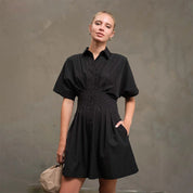 RAISONNEL - Wide Pintuck Shirt Dress | Black