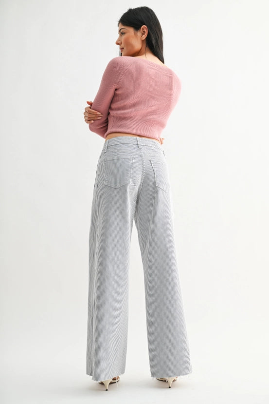 Just Black Denim - Side Stripe Wide Leg Jean