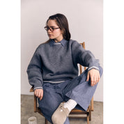 Blank Lab - Contrast Color Sweather Top | Heather Grey/White