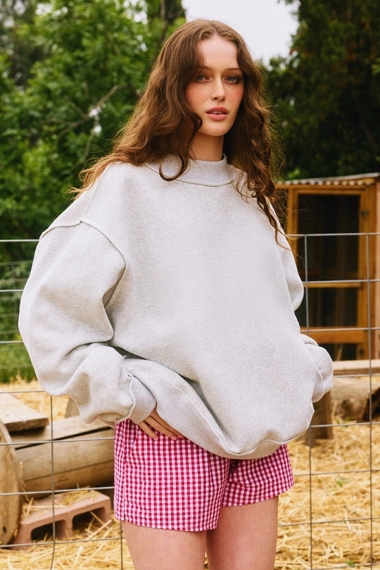 Reversible Mock Neck Sweatshirt | Heather Grey