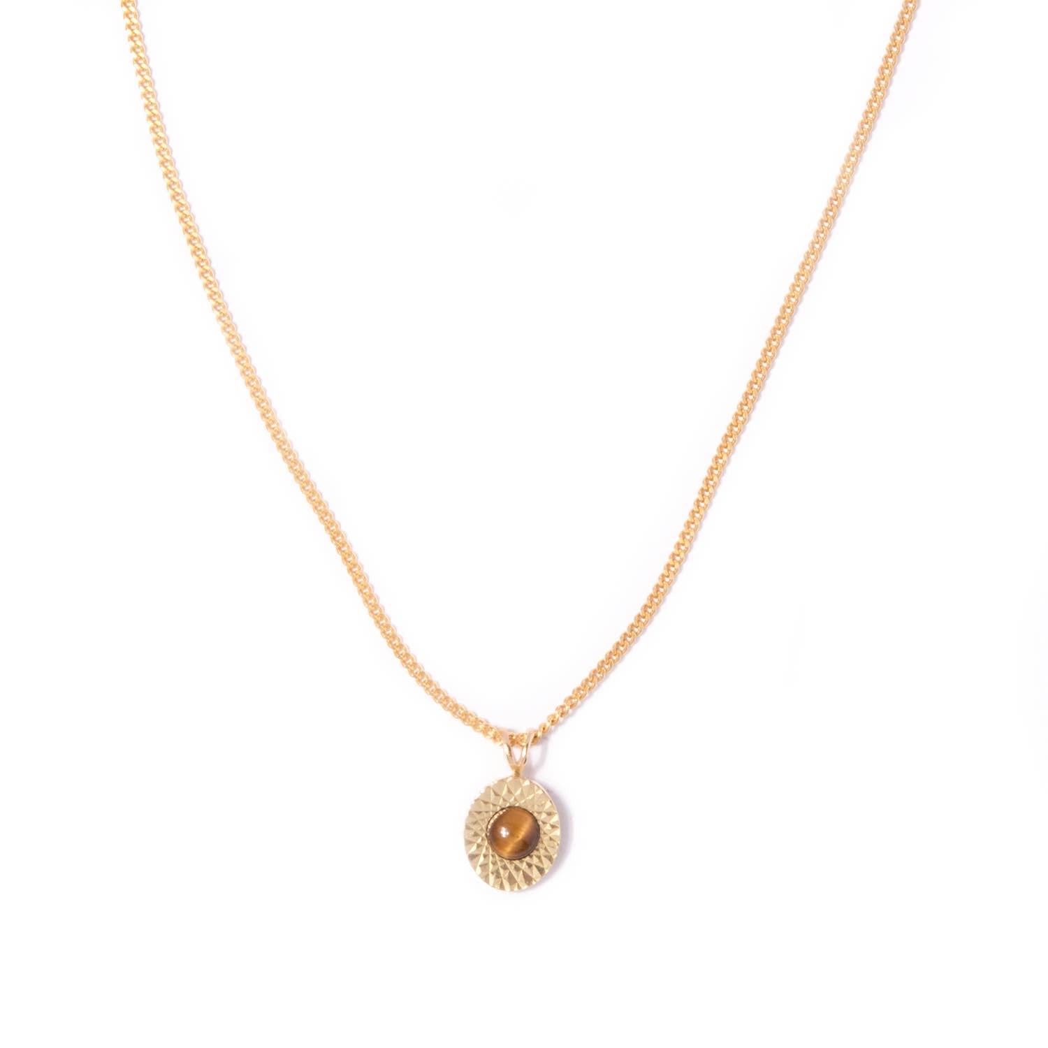 Michelle Starbuck Designs - Tiger's Eye Vintage Starburst Charm Necklace: 17"