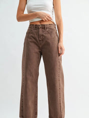 Just Black Denim - HR Twist Seam Barrel Jean | Vintage Brown