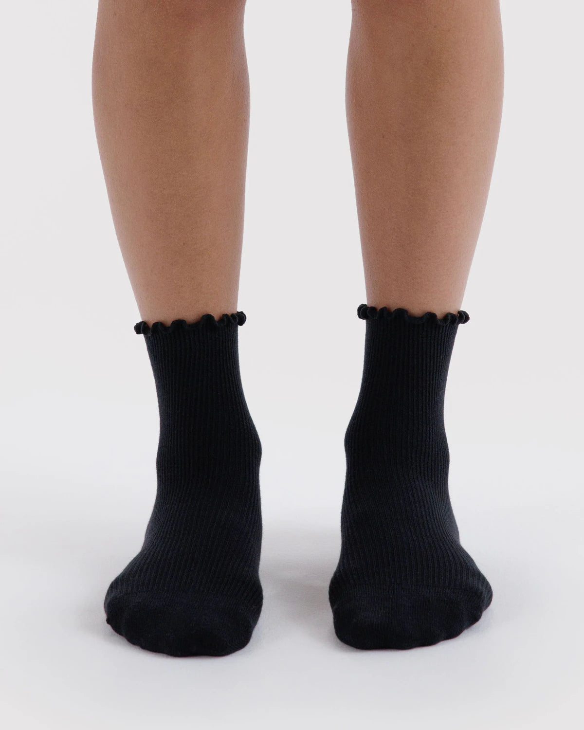 Baggu - Lettuce Edge Sock Set of 2 | Black