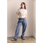 Blank Lab - Contrast Color Sweather Top | Off-White/Blue