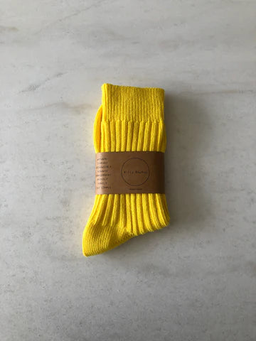 Billy Bamboo - Ribbed Cotton High Socks | Lemon