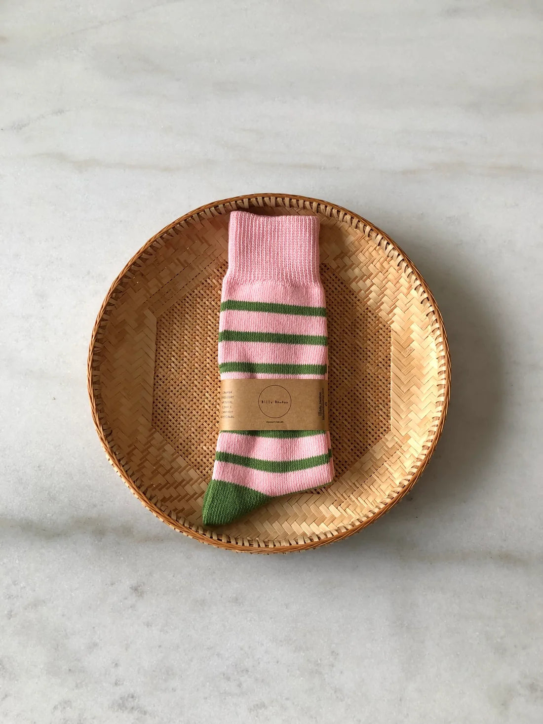 Billy Bamboo - Makino Pop Stripe High Socks | Blush Sage