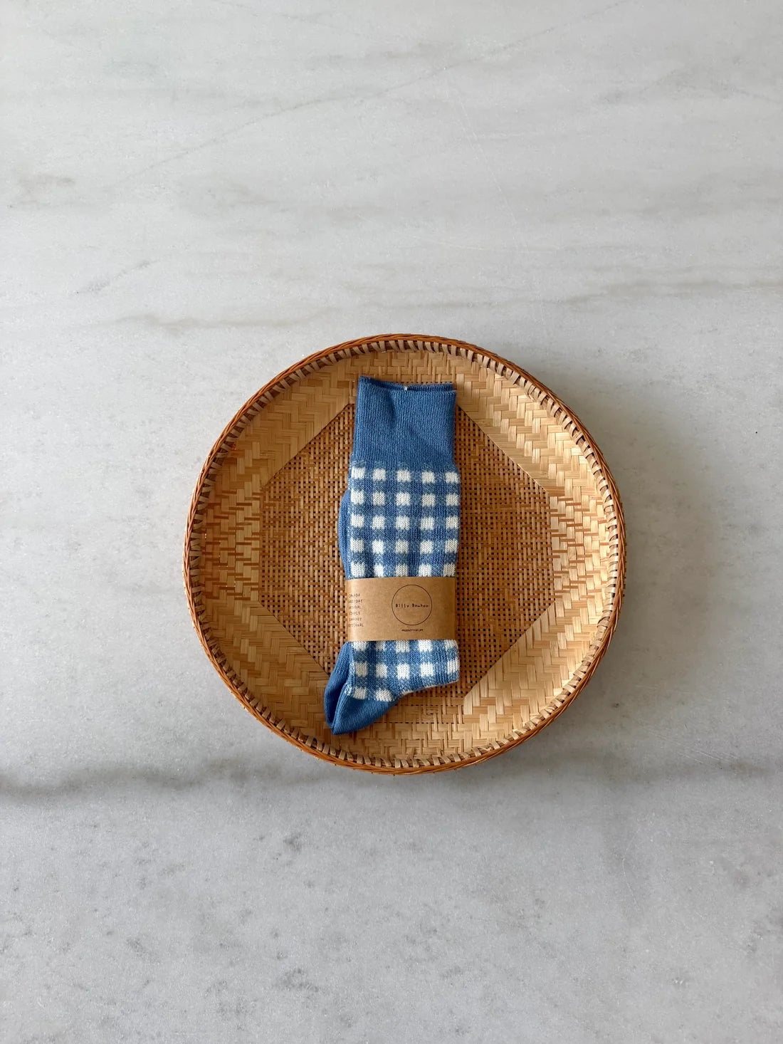 Billy Bamboo - Cotswald Gingham Socks | Dusty Blue