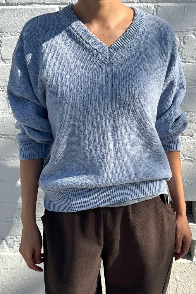 Le Bon Shoppe - Abby Cotton V-Neck Sweater | Cornflower