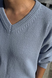 Le Bon Shoppe - Abby Cotton V-Neck Sweater | Cornflower