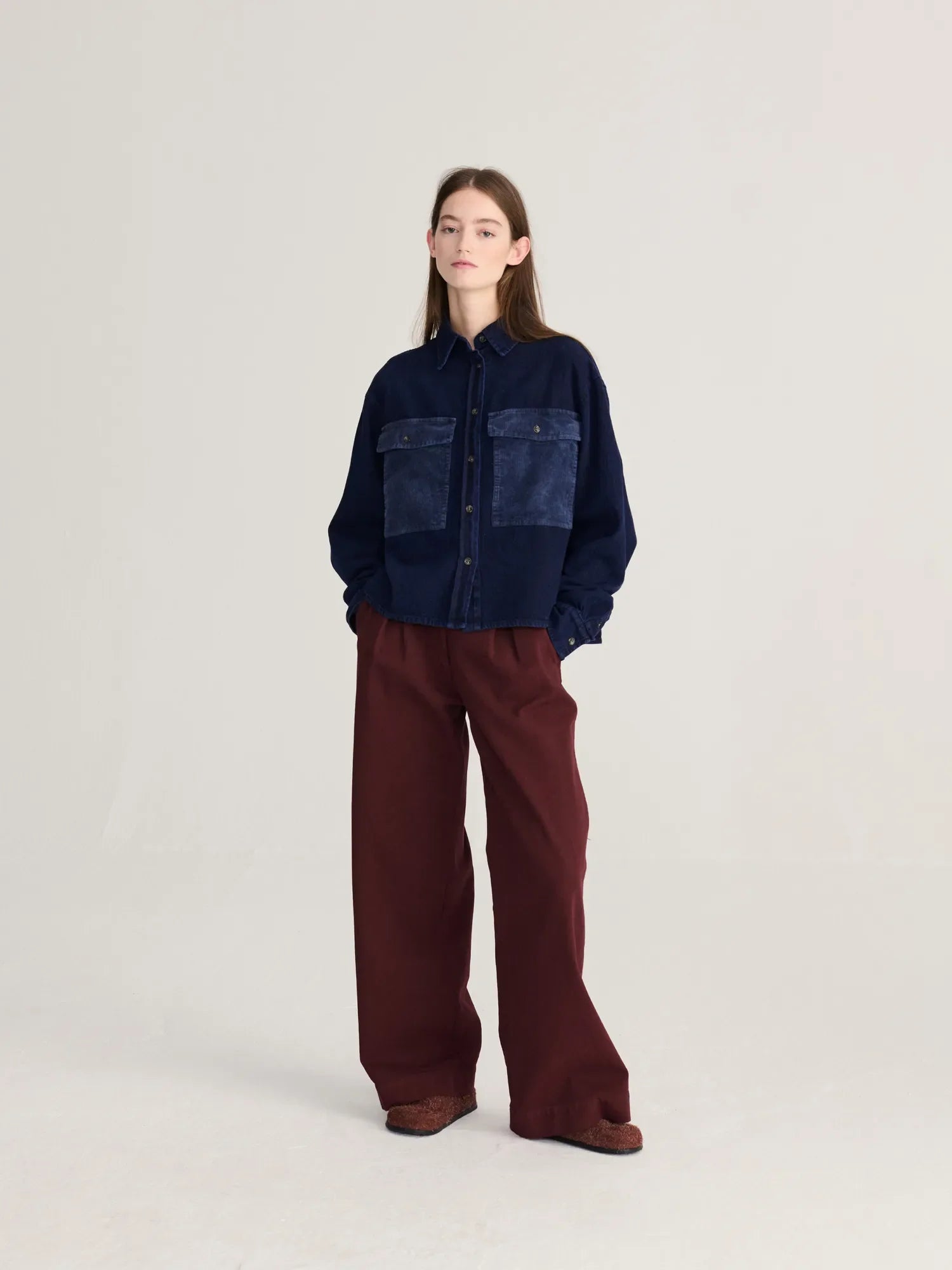 BOBO CHOSES - Big Corduroy Pockets Light Denim Shirt