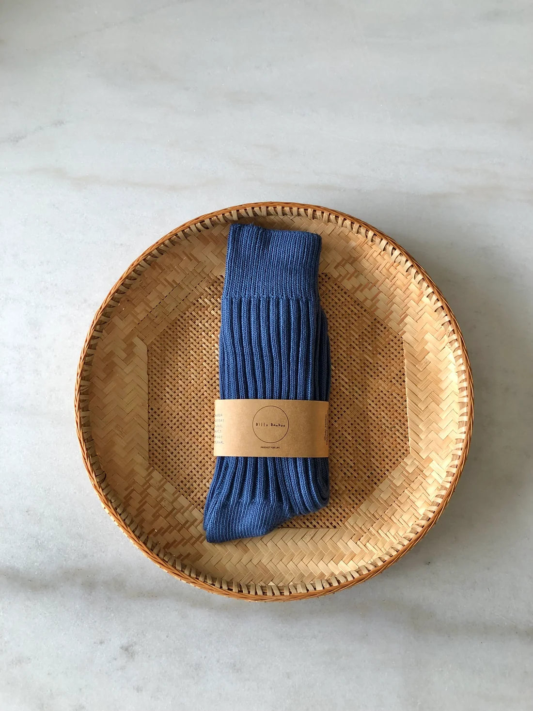 Billy Bamboo - Ribbed Cotton High Socks | Dark Denim