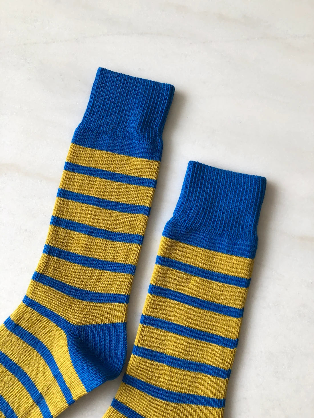 Billy Bamboo - Makino Pop Stripe High Socks | Olive Indigo
