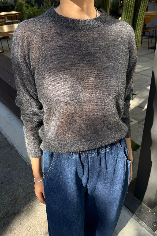 Le Bon Shoppe - Cecile Crew Neck Mohair Sweater | Charcoal