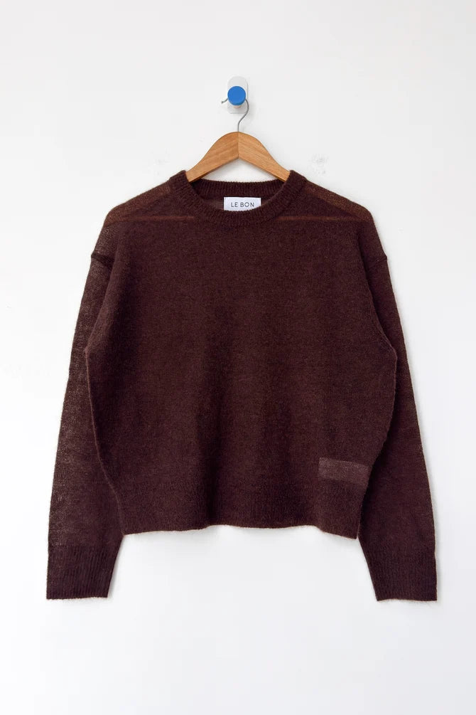 Le Bon Shoppe - Cecile Crew Neck Mohair Sweater | Espresso
