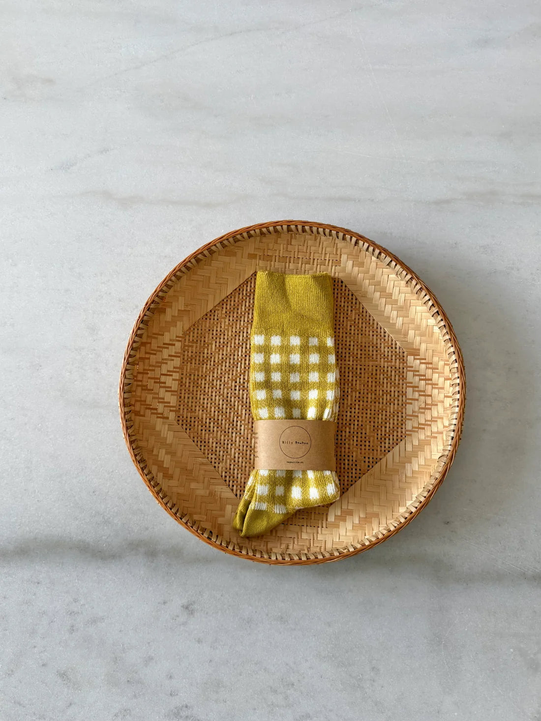 Billy Bamboo - Cotswald Gingham Socks | Golden Moss