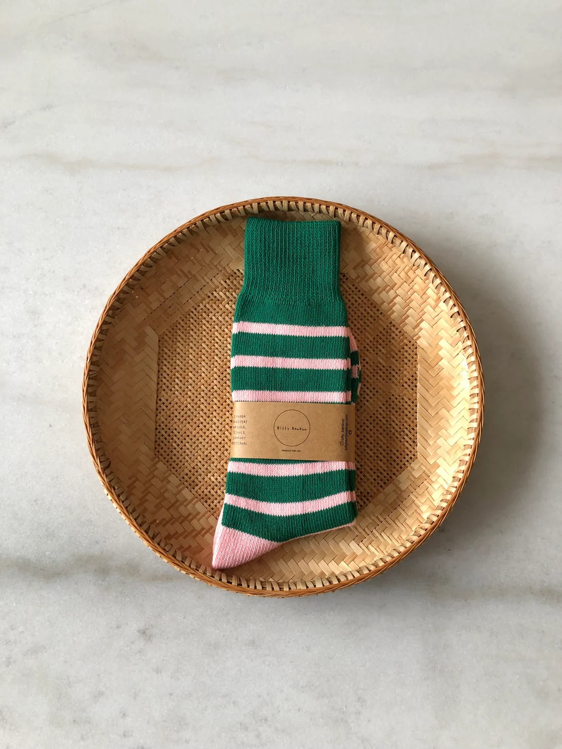 Billy Bamboo - Makino Pop Stripe High Socks | Forest Blush