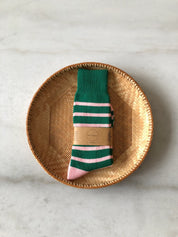 Billy Bamboo - Makino Pop Stripe High Socks | Forest Blush