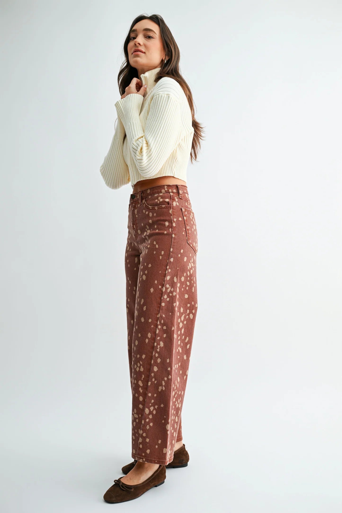 Just Black Denim - Onyx Hem Seamed Slim Wide | Deer Print