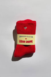Le Bon Shoppe - Embroidered Cloud Socks | Red