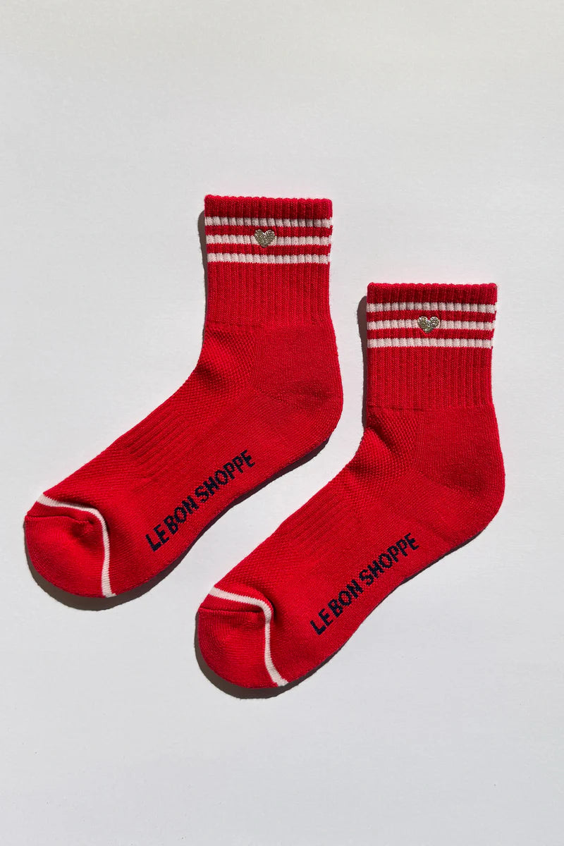 Le Bon Shoppe - Embroidered Girlfriend Socks | Scarlet