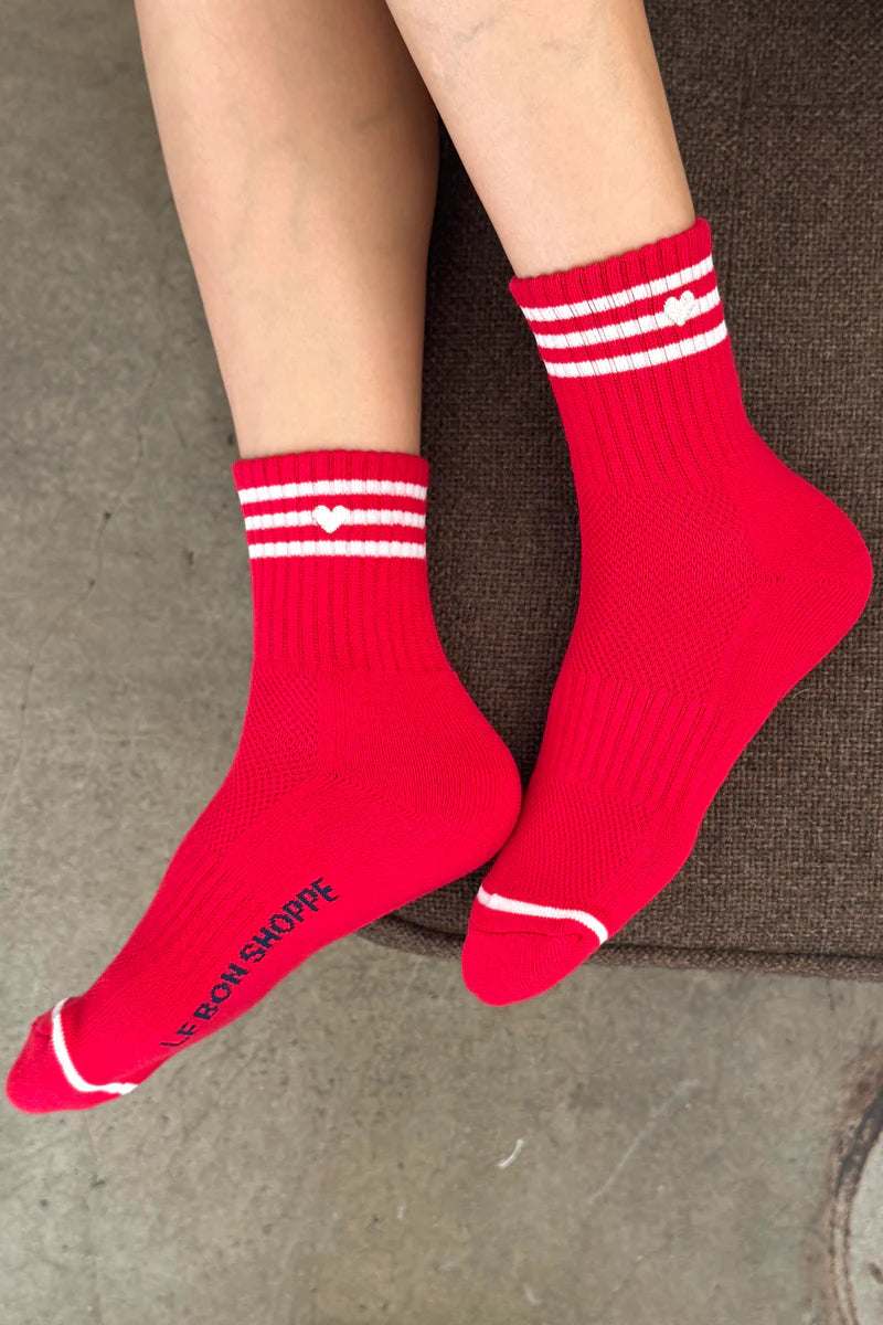 Le Bon Shoppe - Embroidered Girlfriend Socks | Scarlet