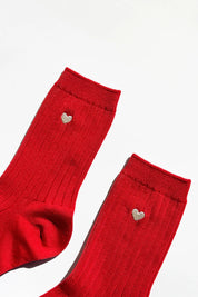 Le Bon Shoppe - Embroidered Her Socks | Classic Red