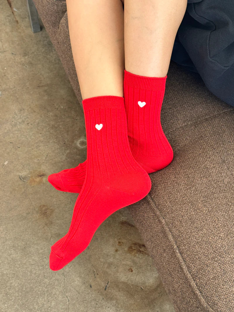 Le Bon Shoppe - Embroidered Her Socks | Classic Red