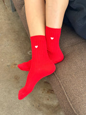 Le Bon Shoppe - Embroidered Her Socks | Classic Red