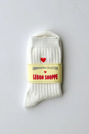 Le Bon Shoppe - Embroidered Her Socks | Classic White