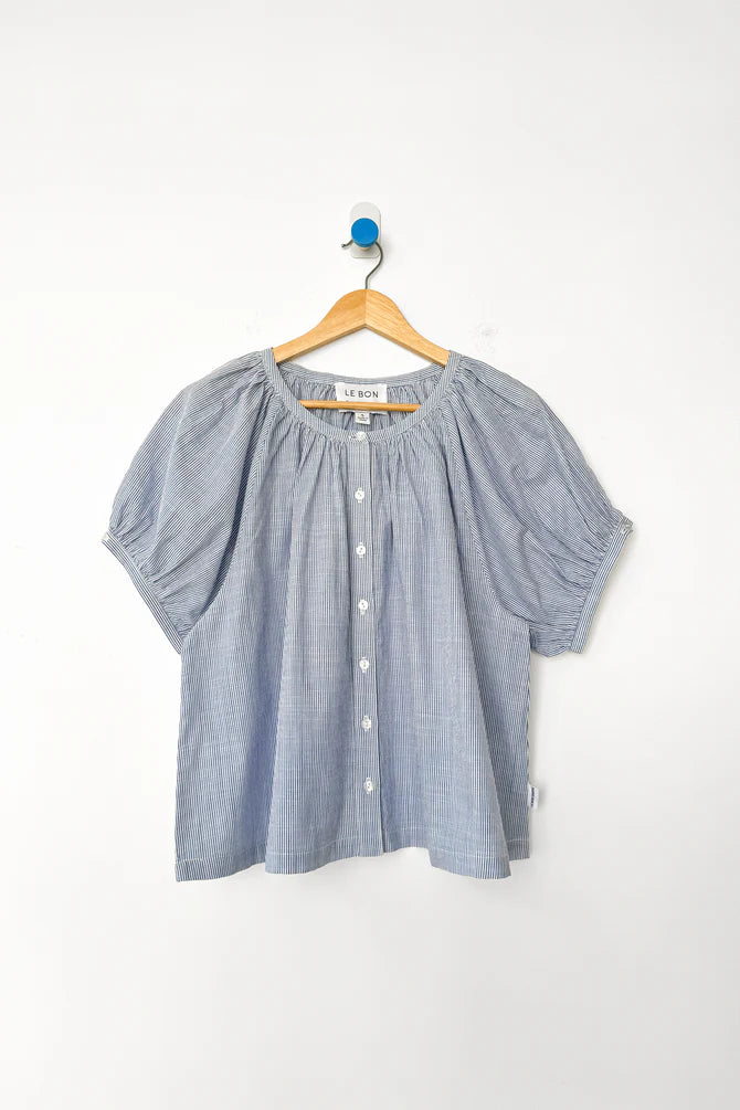 Le Bon Shoppe - Emily Short Sleeve Top | Blue Stripe