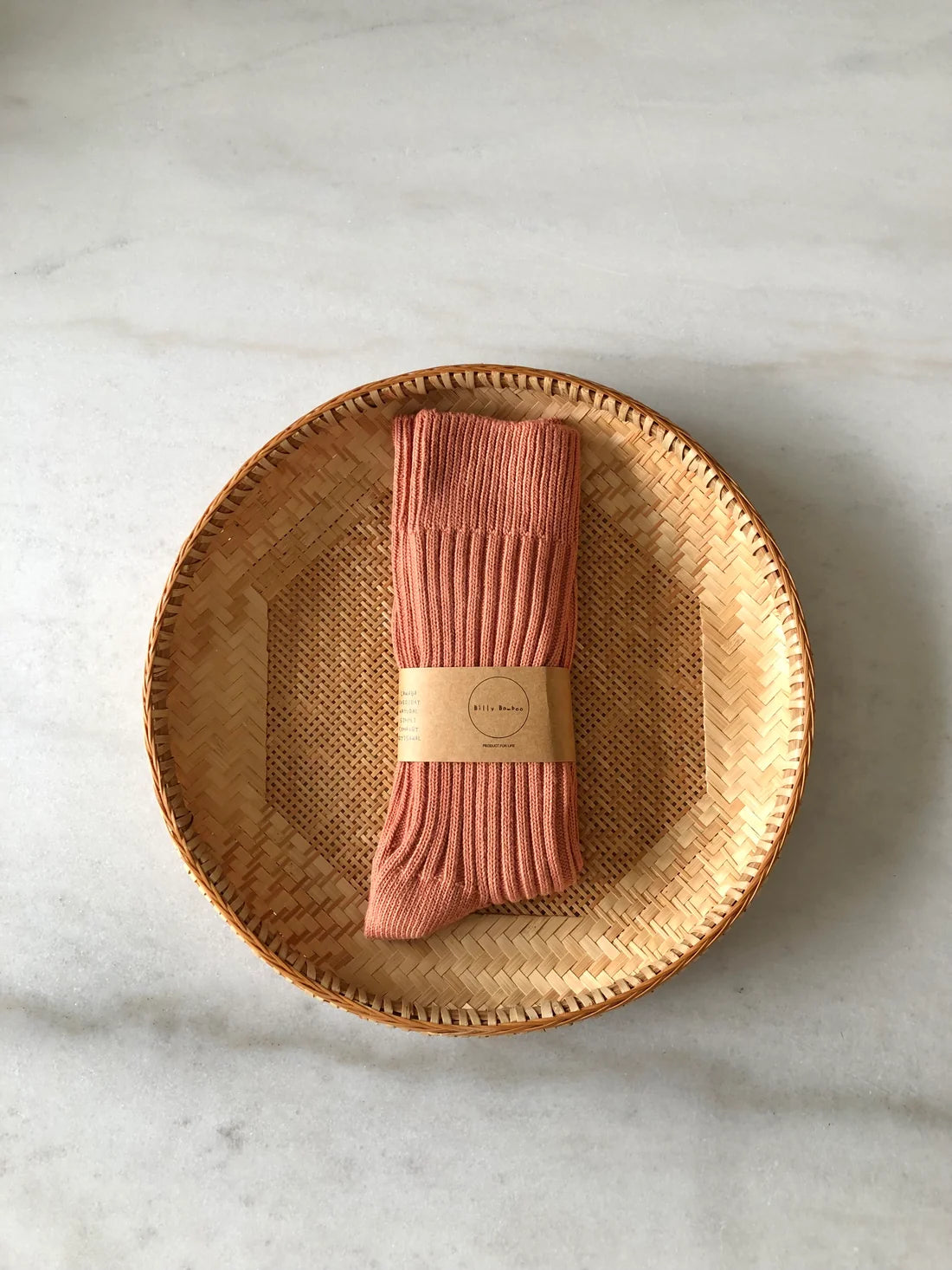Billy Bamboo - Ribbed Cotton High Socks | Terracotta
