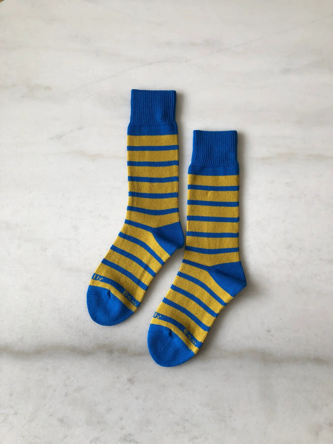 Billy Bamboo - Makino Pop Stripe High Socks | Olive Indigo