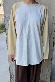 Le Bon Shoppe - Heavy Cotton Raglan Tee | White/Butter