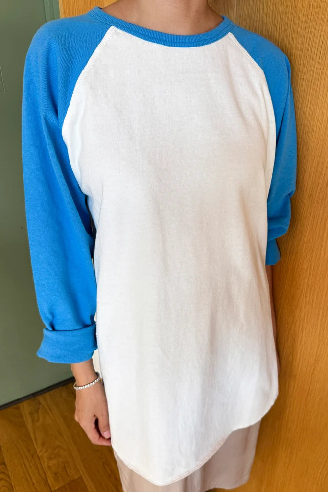 Le Bon Shoppe - Heavy Cotton Raglan Tee | White/Blue