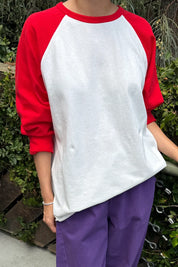 Le Bon Shoppe - Heavy Cotton Raglan Tee | White/Tomato