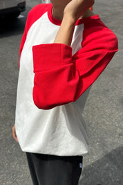 Le Bon Shoppe - Heavy Cotton Raglan Tee | White/Tomato