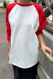 Le Bon Shoppe - Heavy Cotton Raglan Tee | White/Tomato