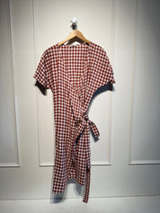 Linen Fox Gingham Midi Dress (S/M)