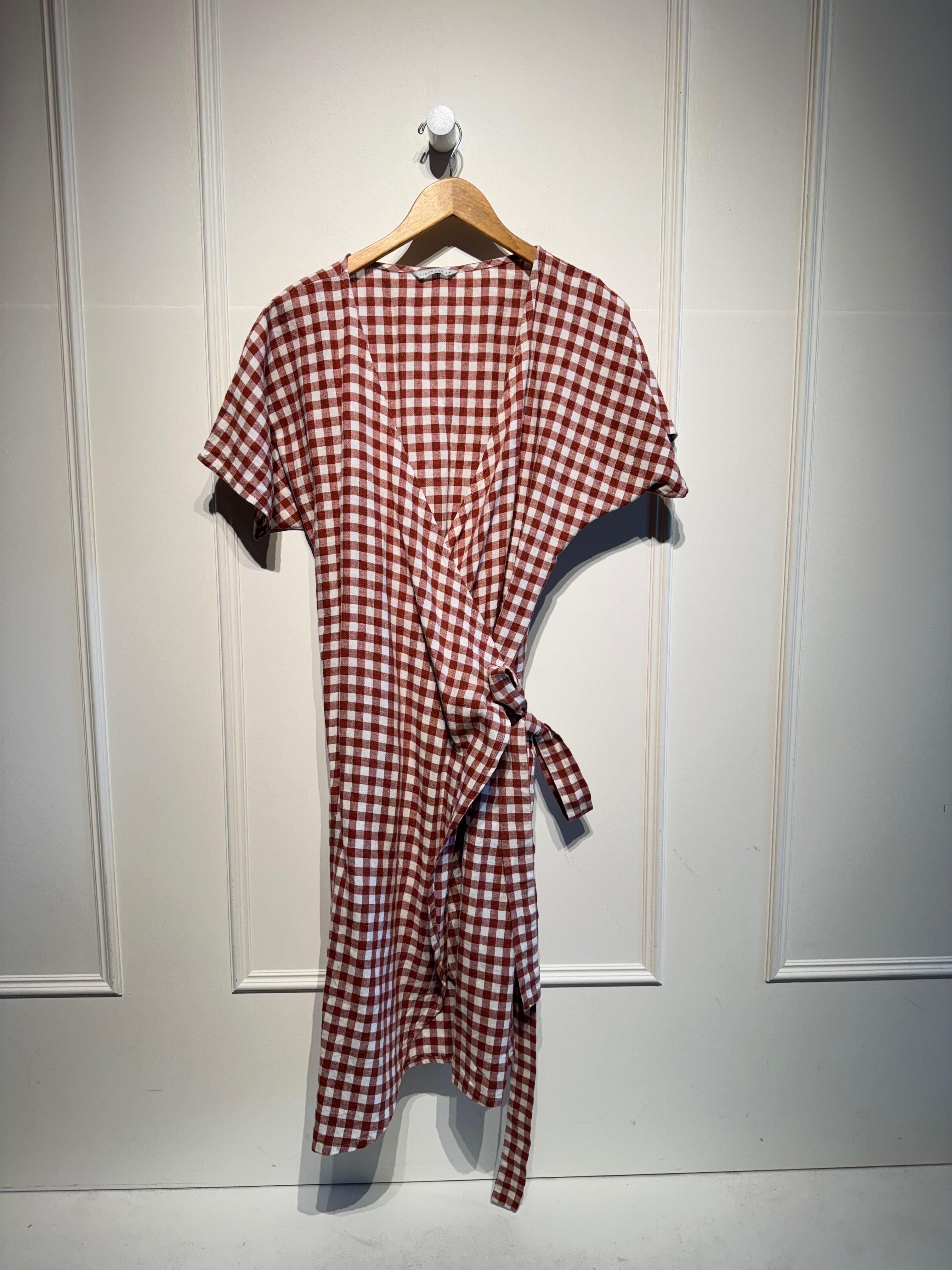 Linen Fox Gingham Midi Dress (S/M)