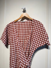 Linen Fox Gingham Midi Dress (S/M)
