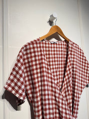 Linen Fox Gingham Midi Dress (S/M)