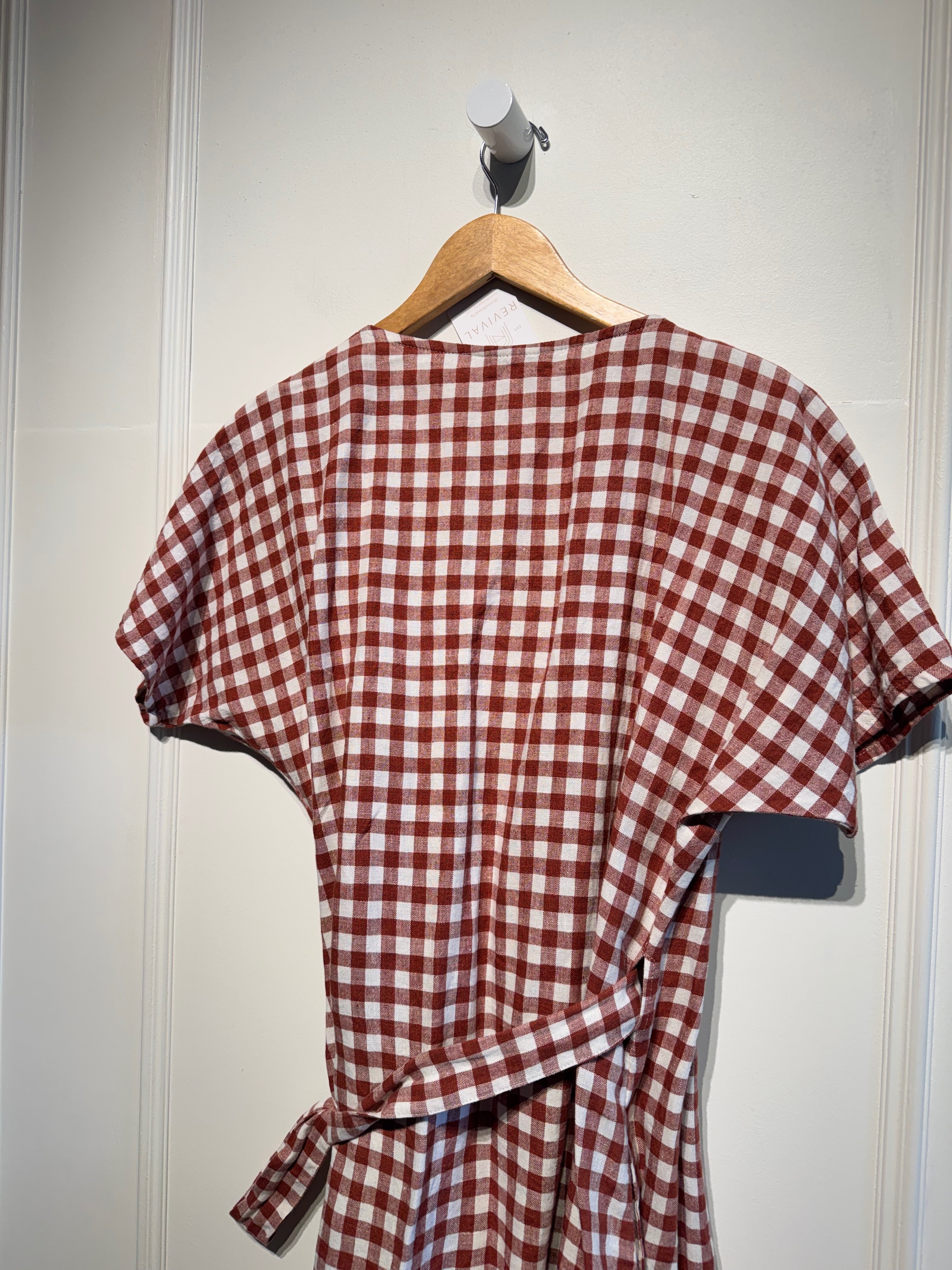Linen Fox Gingham Midi Dress (S/M)