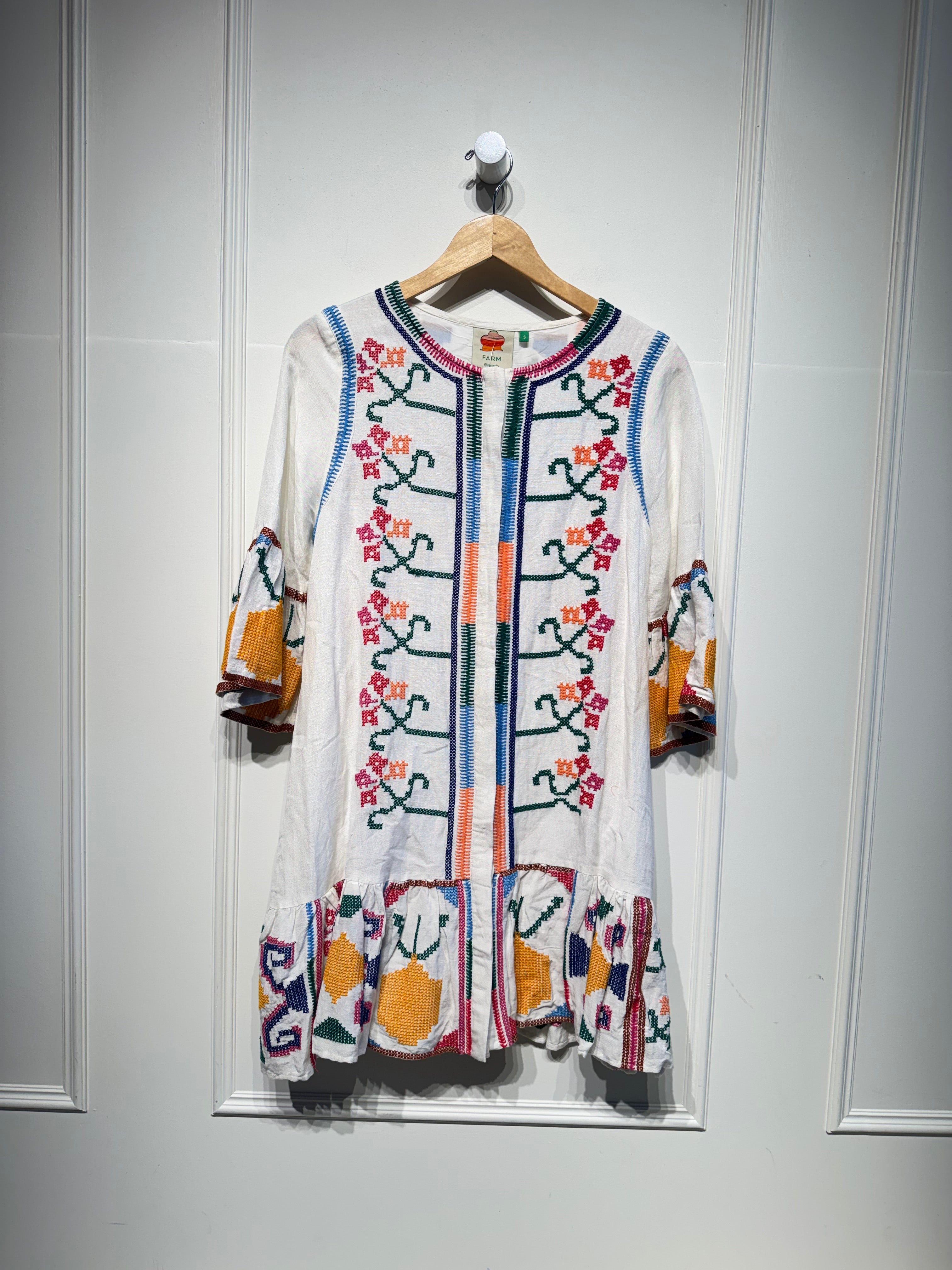 Farm Rio Jimena Embroidered Dress (S)