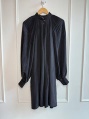 Tibi High Neck Silk Pleated Dress (10/L)