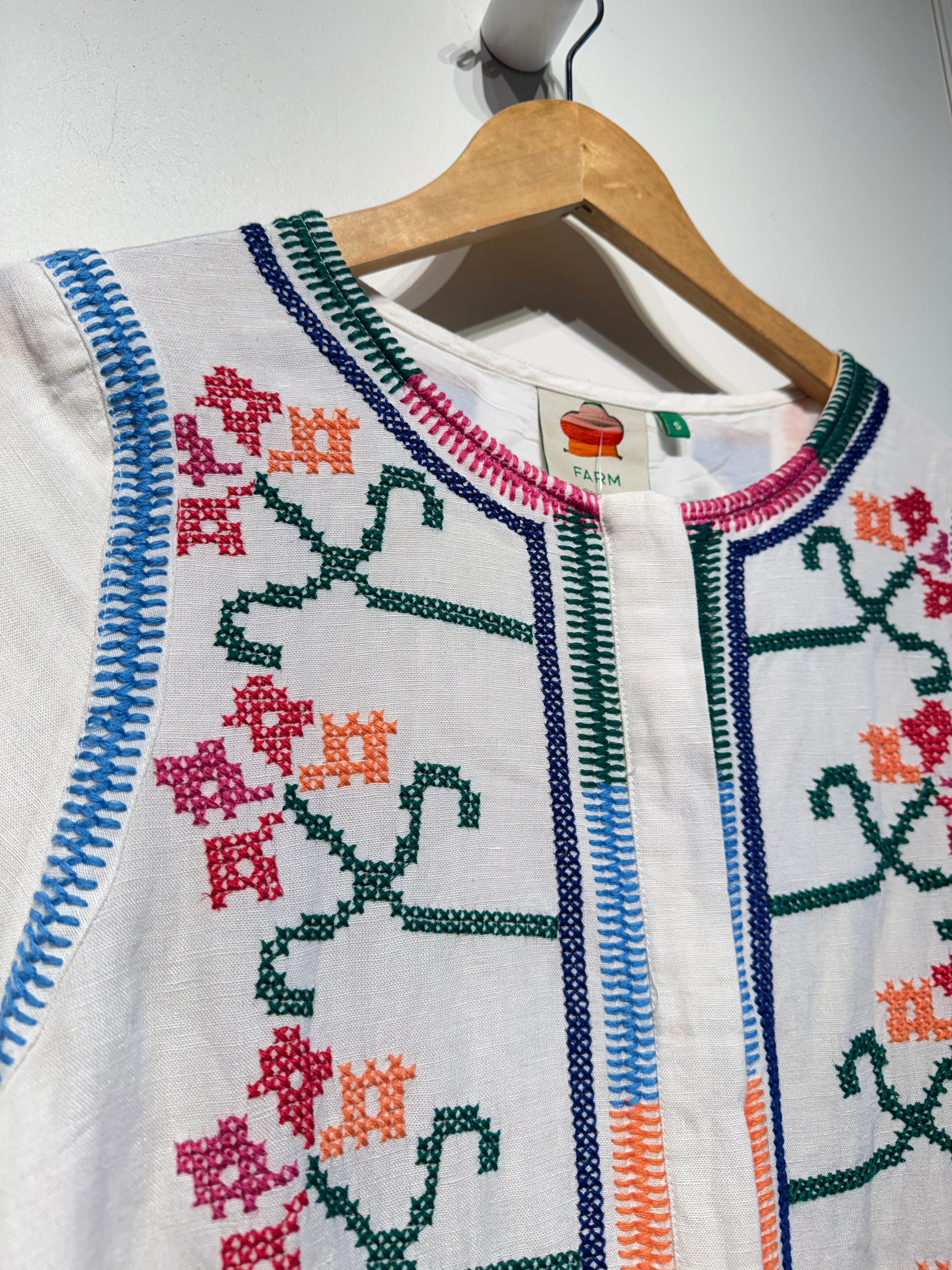 Farm Rio Jimena Embroidered Dress (S)