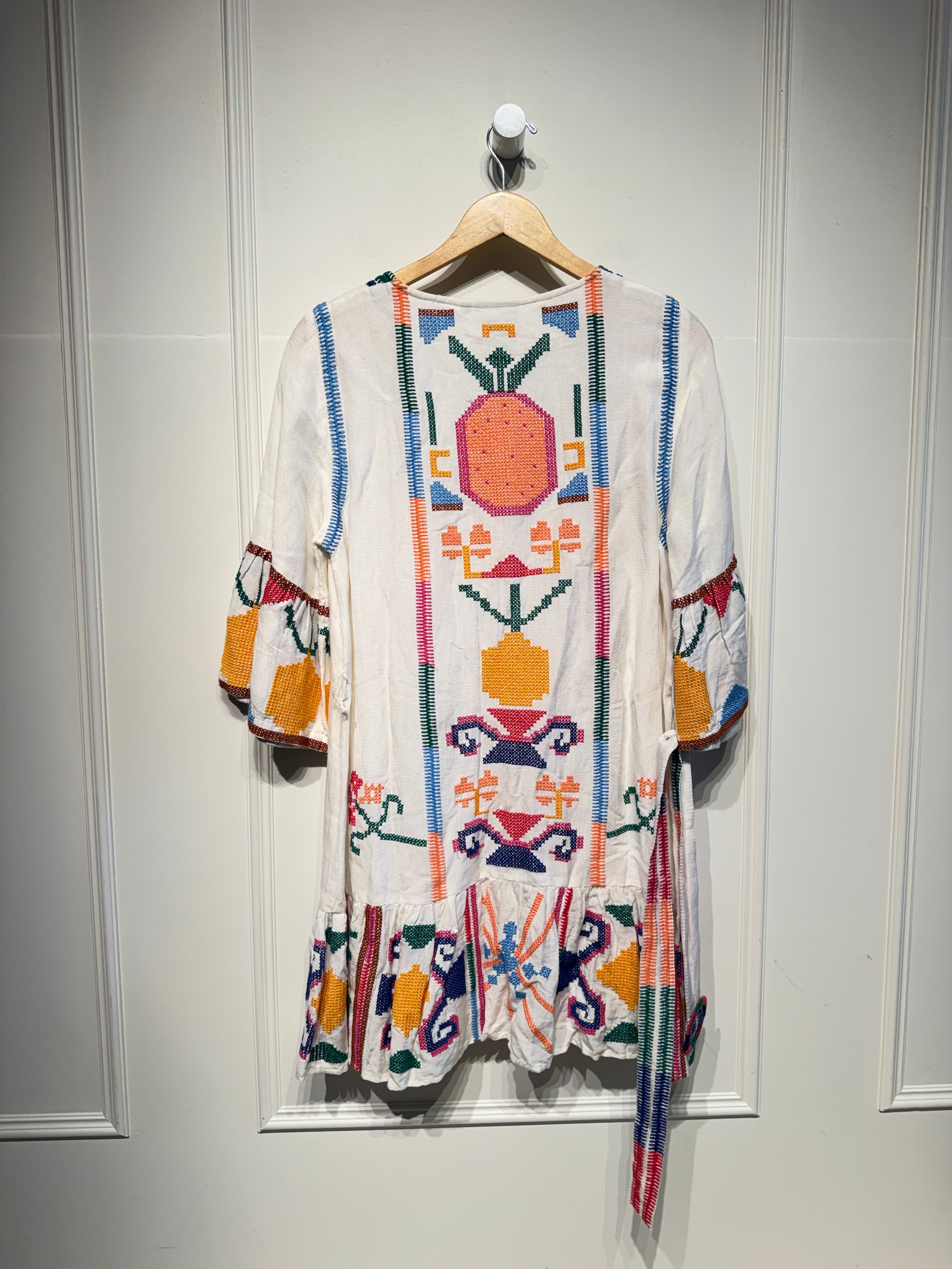 Farm Rio Jimena Embroidered Dress (S)